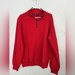 St. Croix Shop Men's Made In The USA Red 100% Cotton 1/4 Zip Pullover L menswear